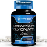 WELLNESS LABSRX Magnesio Glicinato en bote con absorción optimizada para bienestar diario.