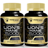 Melena de León de WELLNESS LABSRX, cápsulas en botella, apoyo cognitivo natural diario.