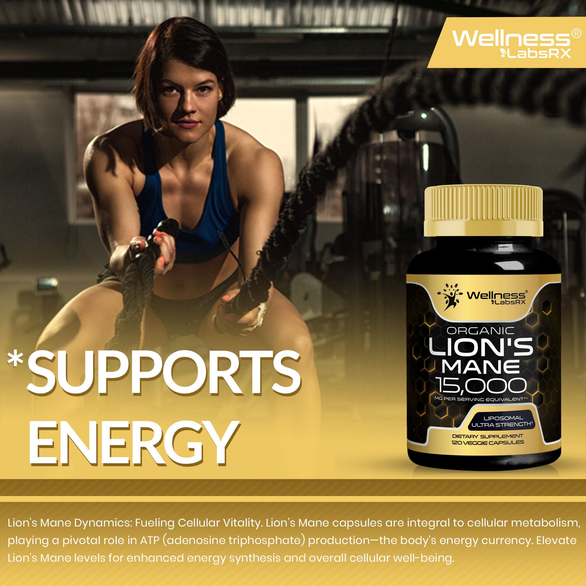 Ambiente natural con Melena de León WELLNESS LABSRX, cápsulas para un uso diario.