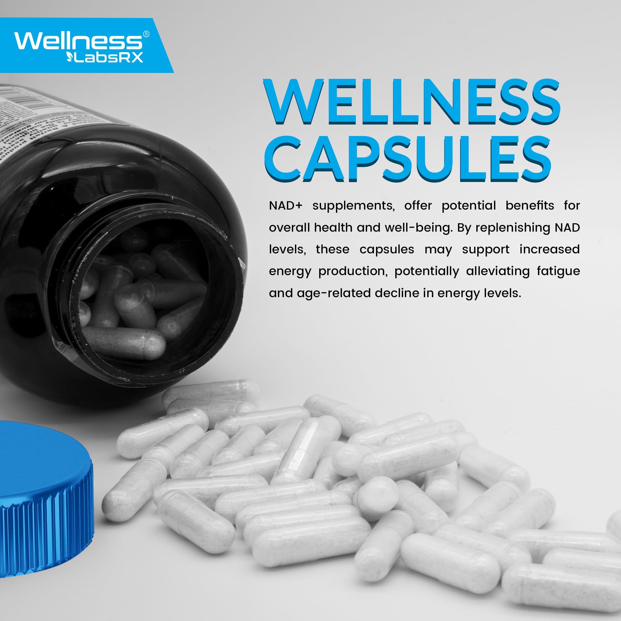 Wellness LabsRx NAD: metabolismo estable y vitalidad diaria con dos cápsulas.