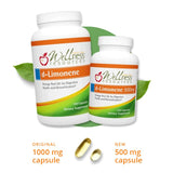 Vista cercana de cápsula Wellness Resources D-Limoneno para apreciar la textura.