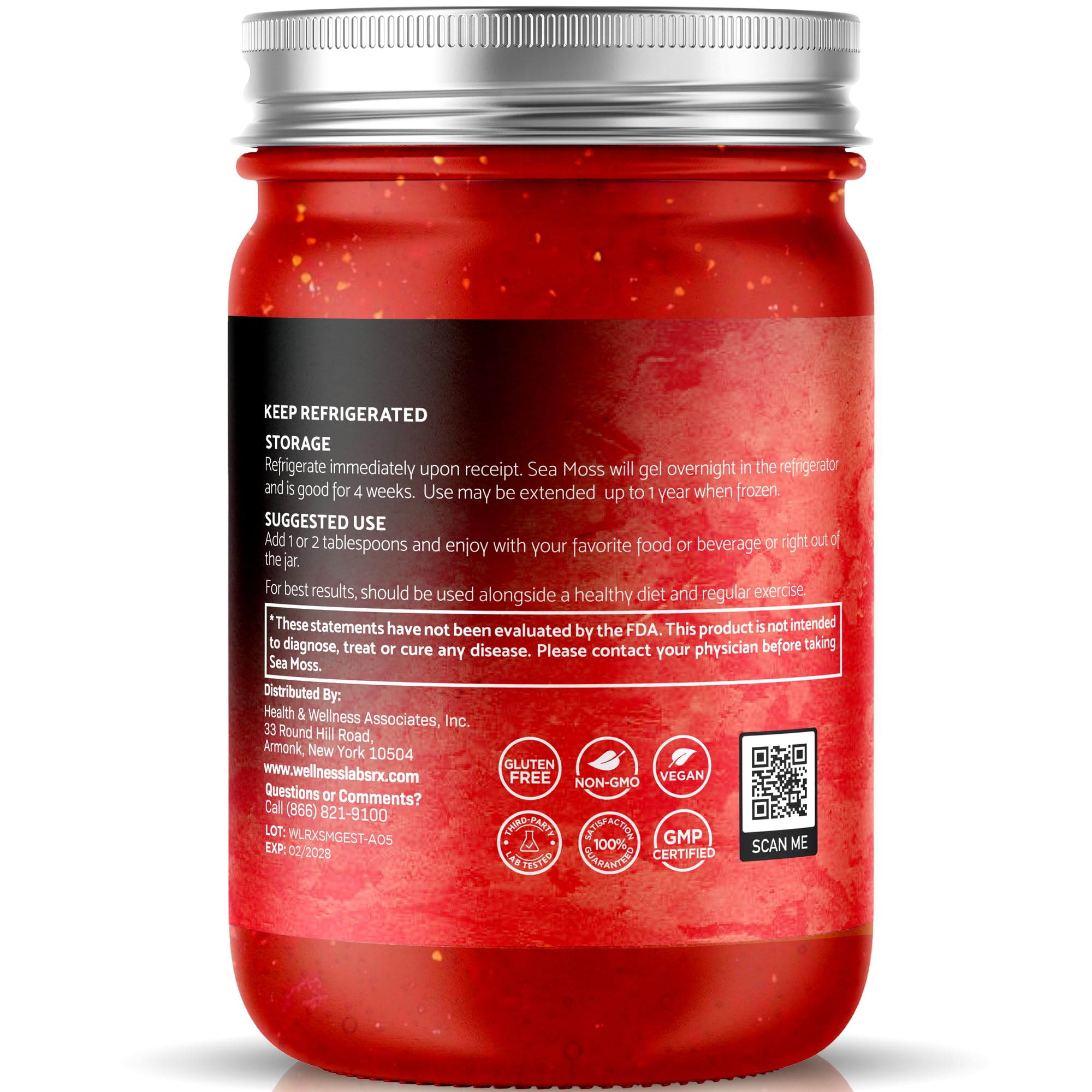 Cucharada de gel de musgo marino sobre smoothie para aporte extra de nutrientes.