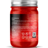 Cucharada de gel de musgo marino sobre smoothie para aporte extra de nutrientes.