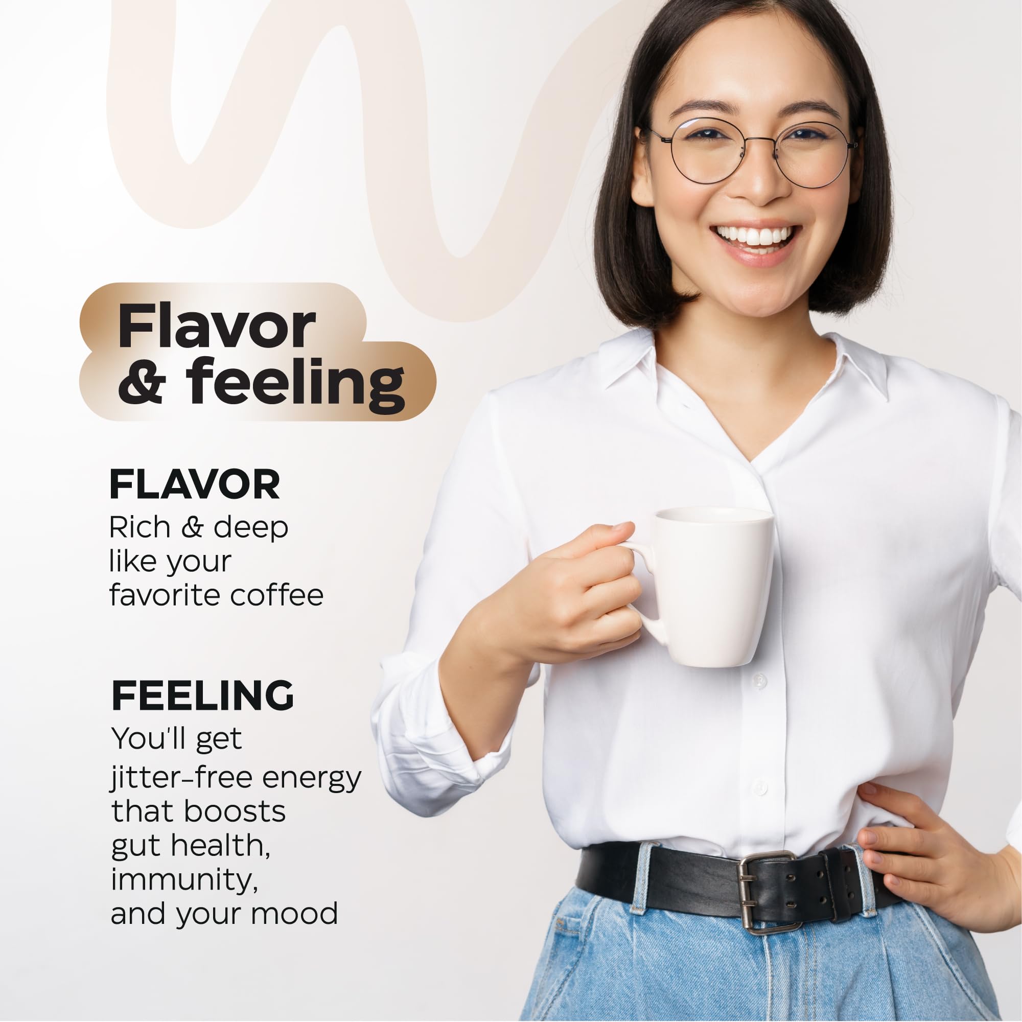 Taza Wellneum con café y hongos, espuma cremosa para enfoque suave