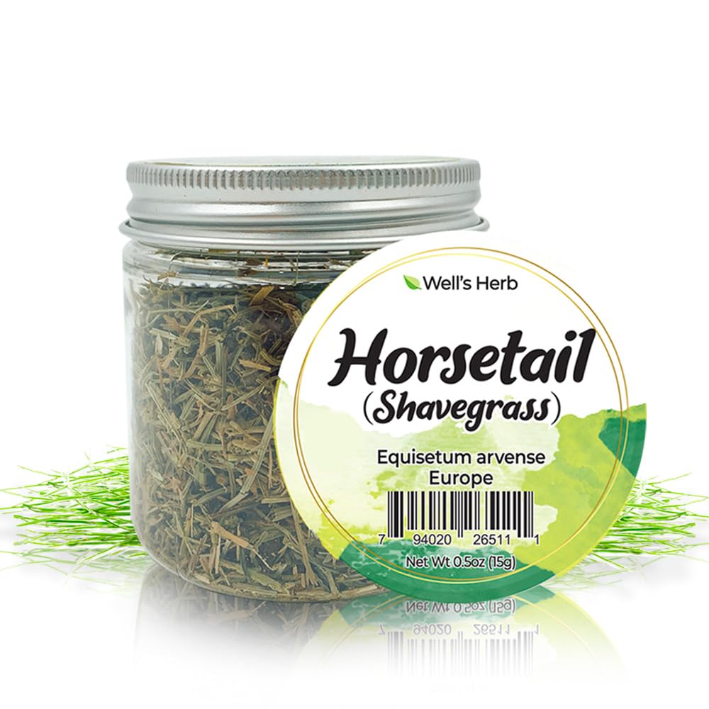 Well's Oil: detalle de cola de caballo seca para infusiones artesanales.