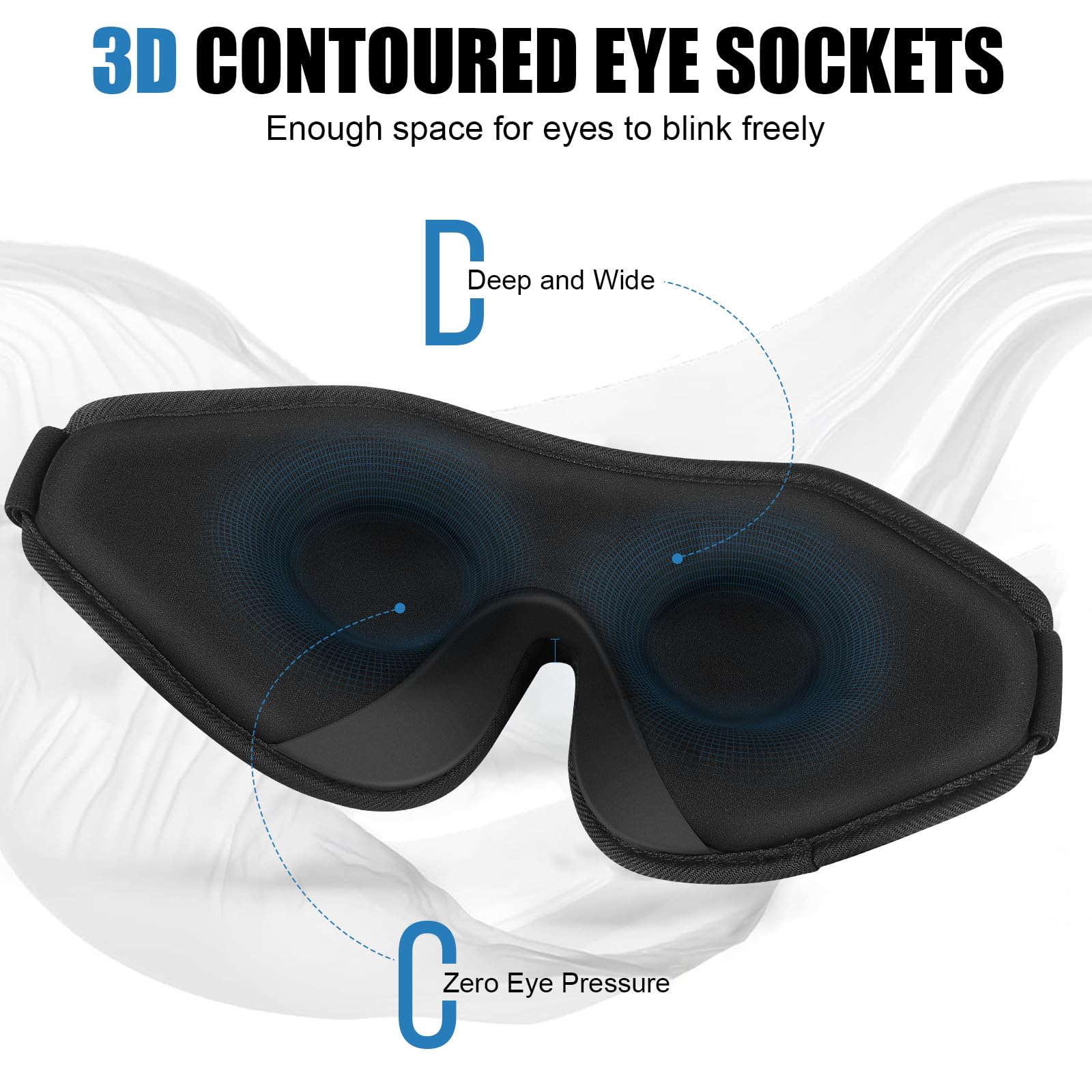 WellSync mascarilla bloquea la luz con ajuste nasal preciso para dormir en cualquier lugar