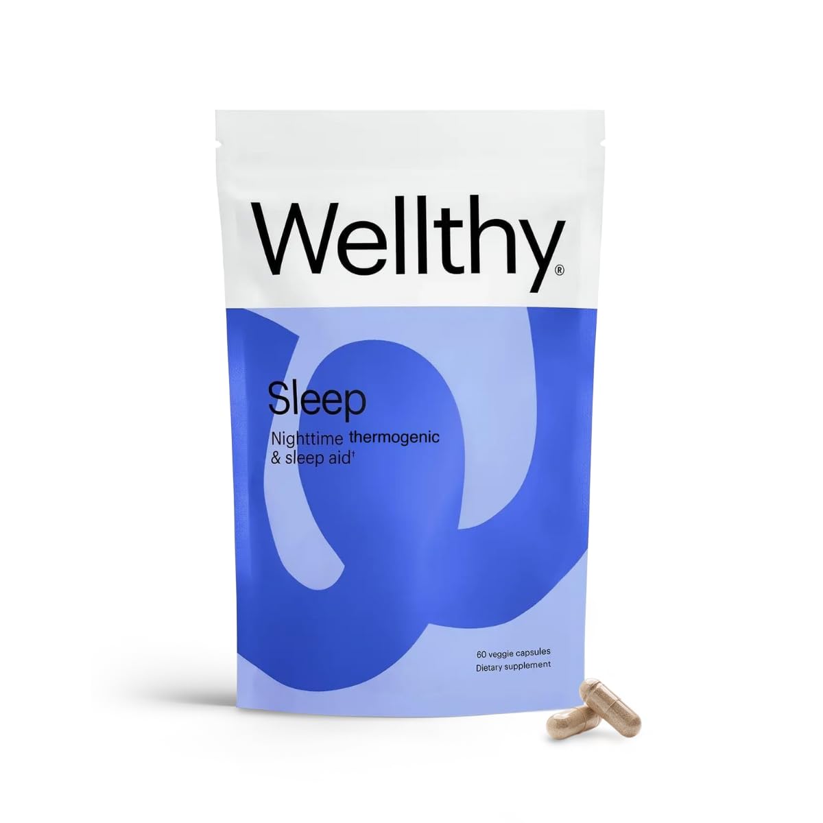 Wellthy Termogénico Nocturno cápsulas junto a la caja, apoyo para la relajación nocturna.