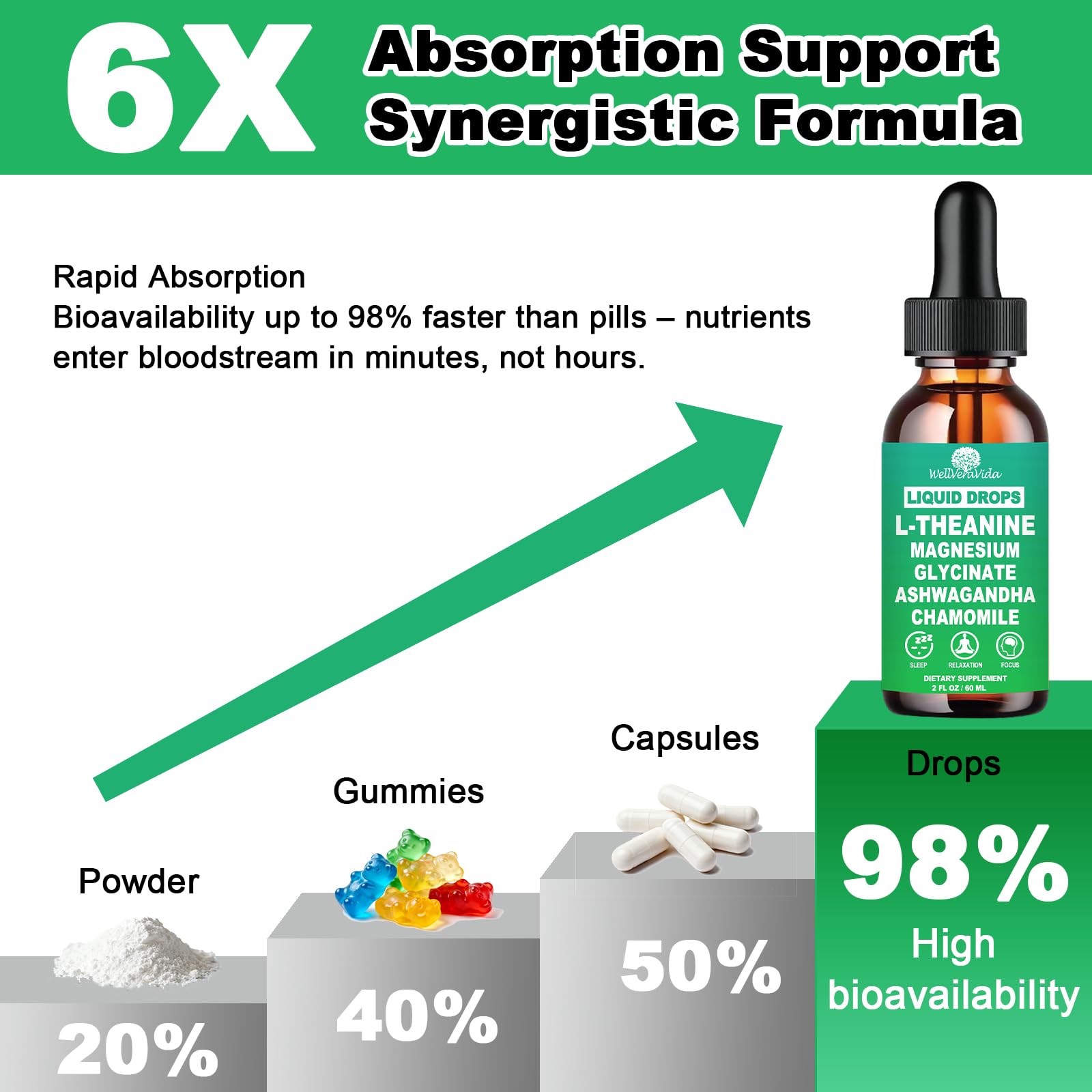 WellVeraVida L-Teanina Drops: mejora potencial de enfoque sin somnolencia