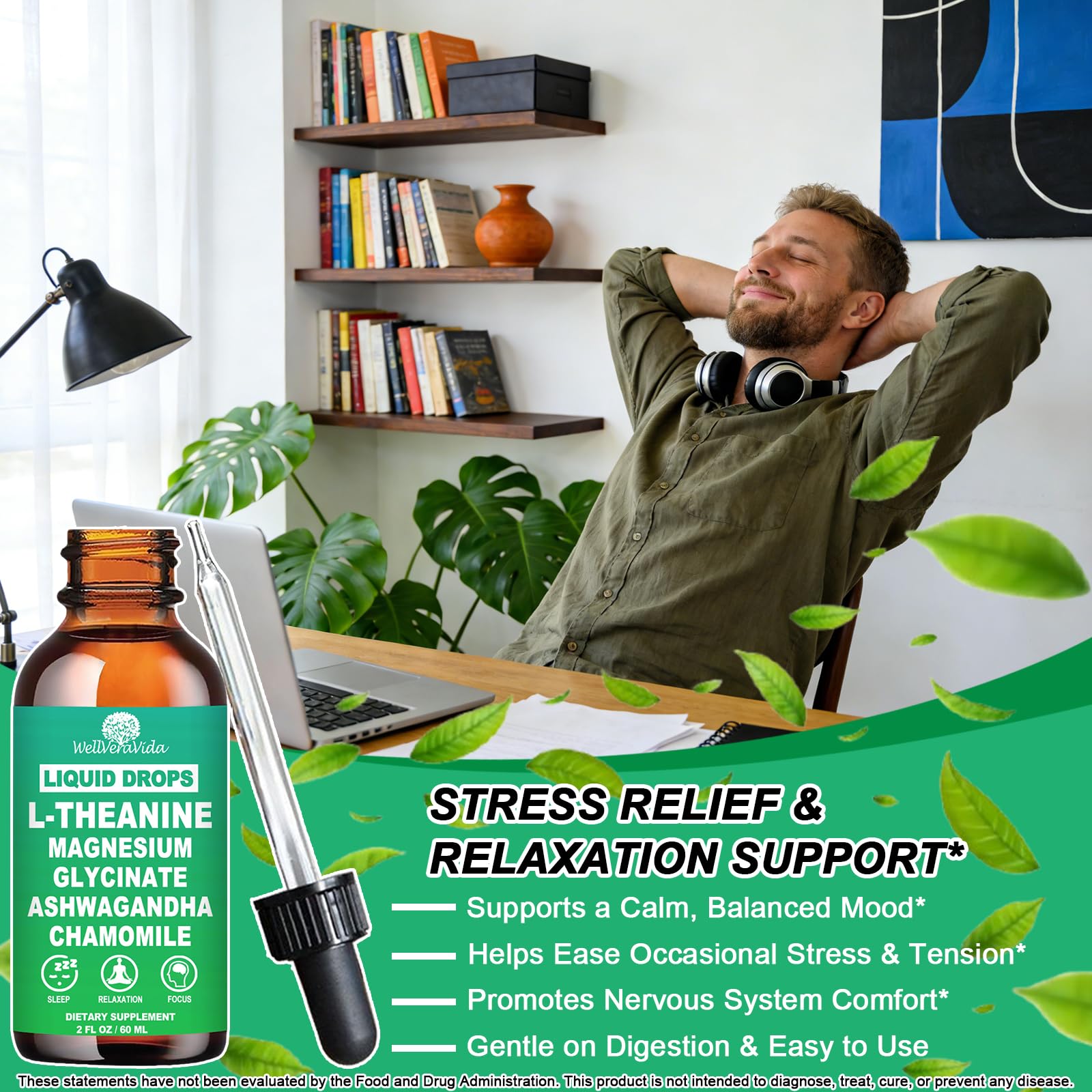 WellVeraVida L-Teanina Drops: mezcla de ingredientes clave para equilibrio emocional
