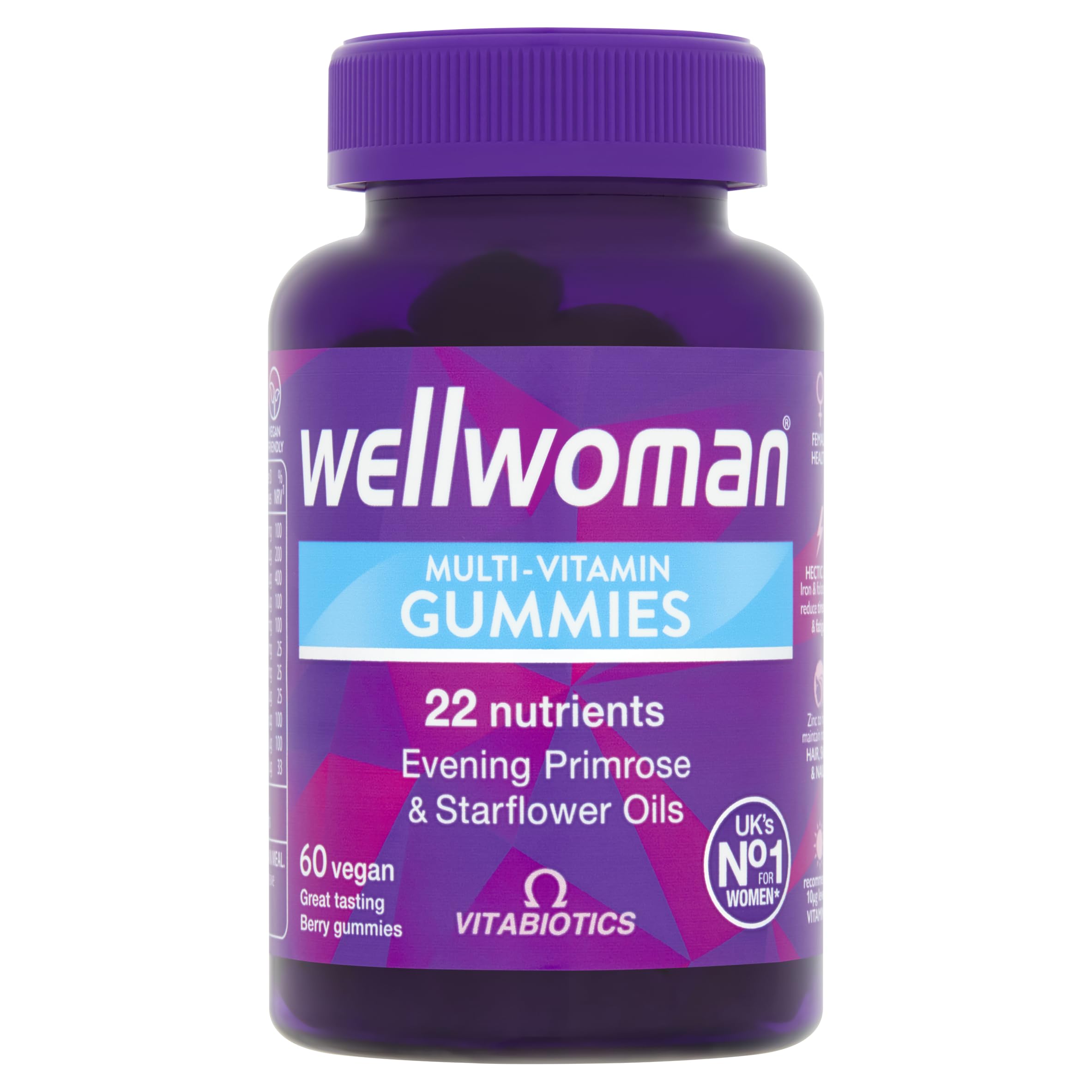 Wellwoman gomitas multivitaminas sabor baya para energía diaria y apoyo inmunitario