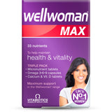 Wellwoman Max cápsulas micronutrientes-tabletas para apoyo diario de energía y vitalidad.