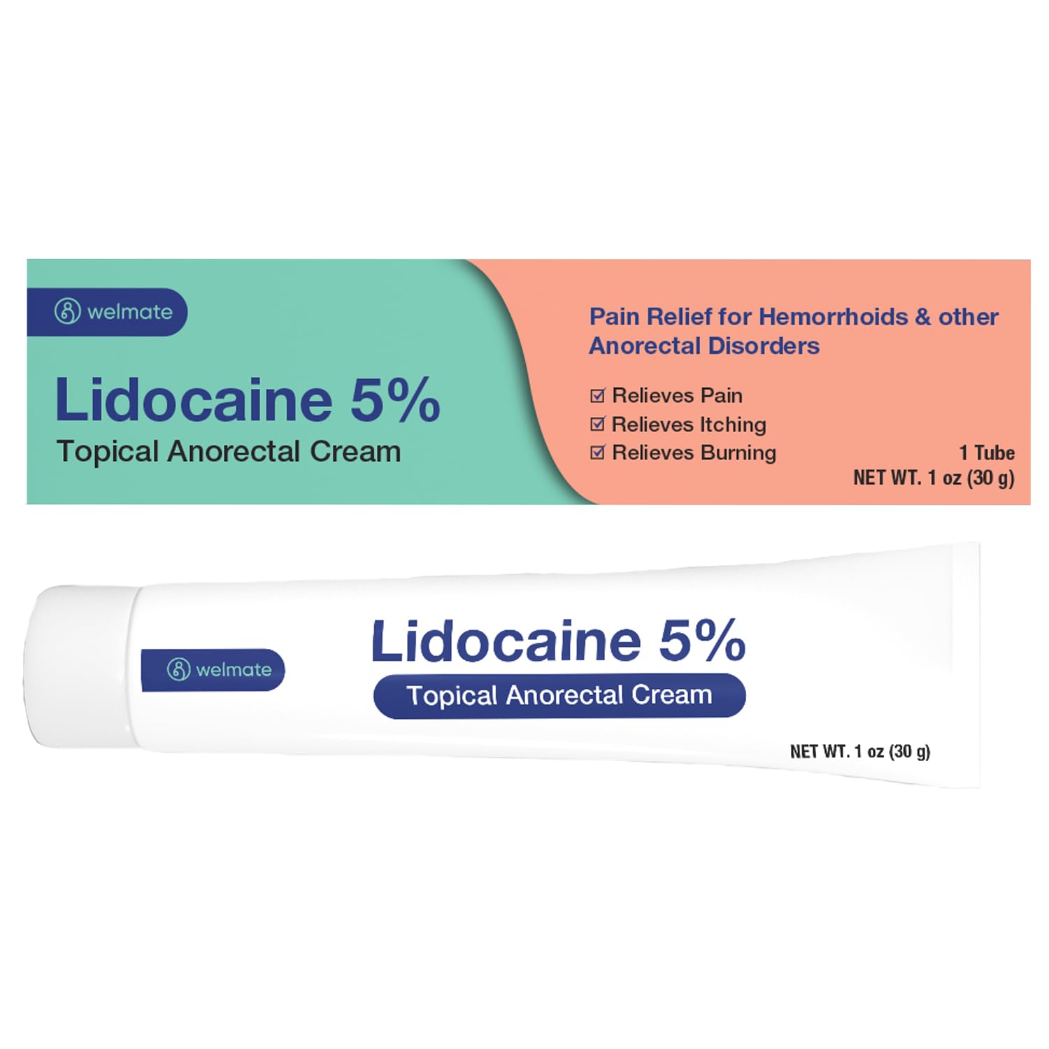WelMate 5% lidocaína crema para uso externo, alivio temporal de molestias.