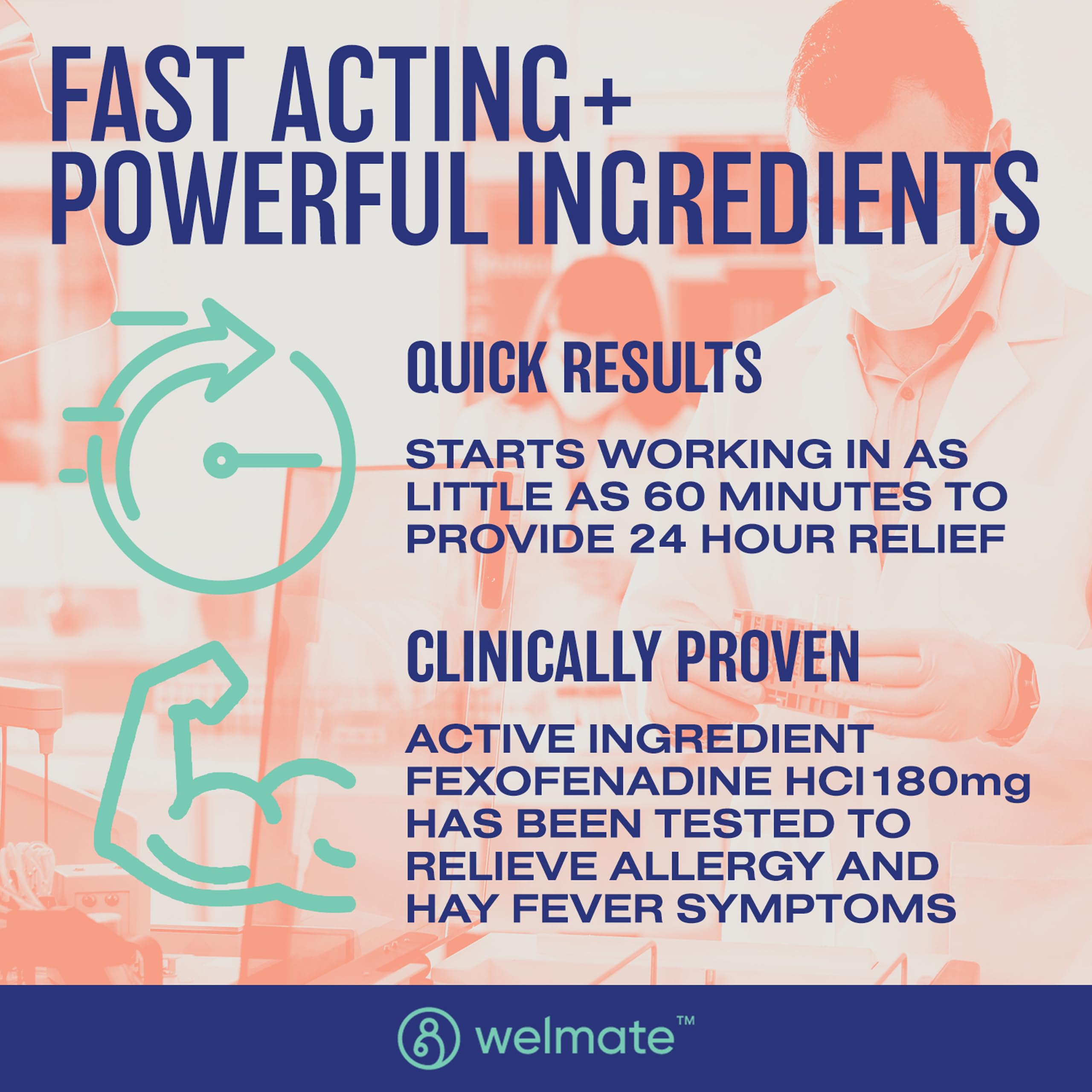 Welmate tabletas alergia 180 mg: embalaje exterior para almacenamiento.
