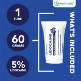 Envase de 60 g de lidocaína WELMATE, listo para uso externo.