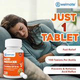 Envase de vidrio de 100 tabletas WELMATE para almacenamiento seguro.