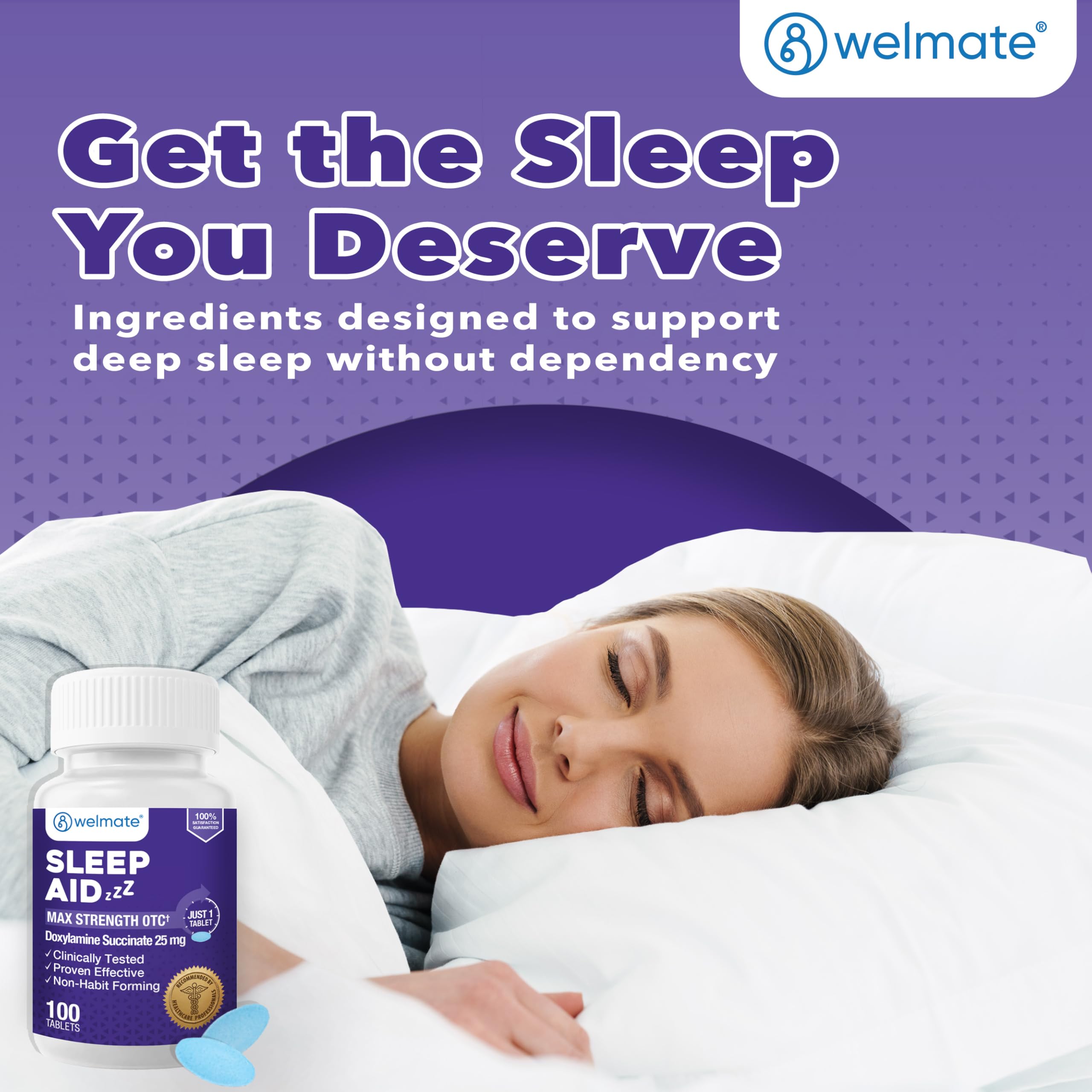 Persona durmiendo en cama gracias a Welmate Noche para dormir mejor