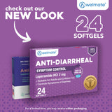 Welmate softgeles antidiarreico en caja 24, opción conveniente para llevar.