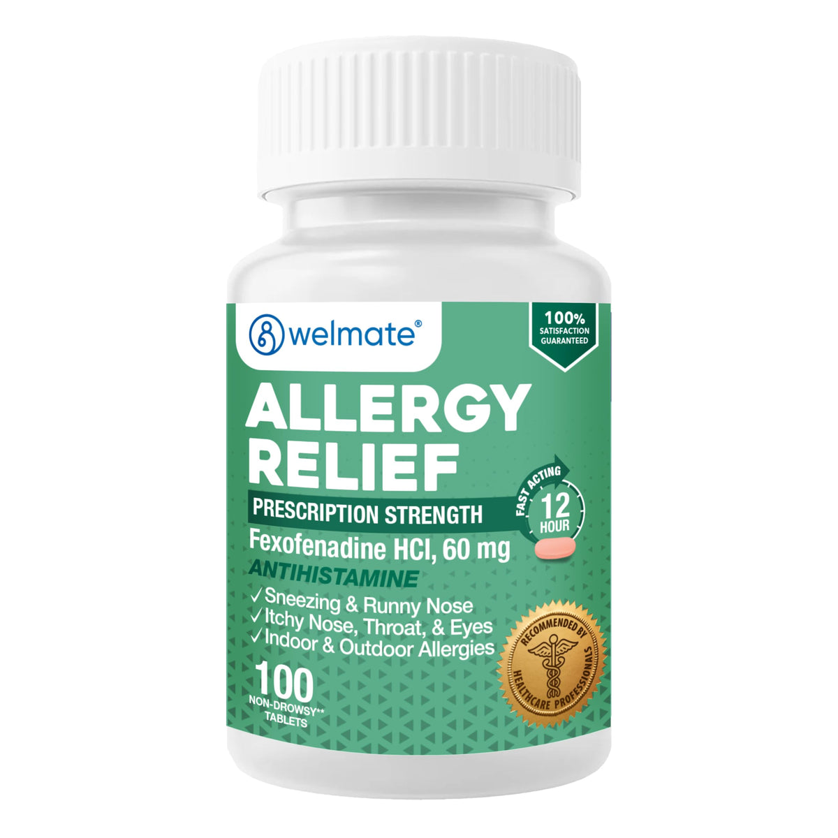 WELMATE tabletas 60 mg, alivio rápido de alergias sin sedación.