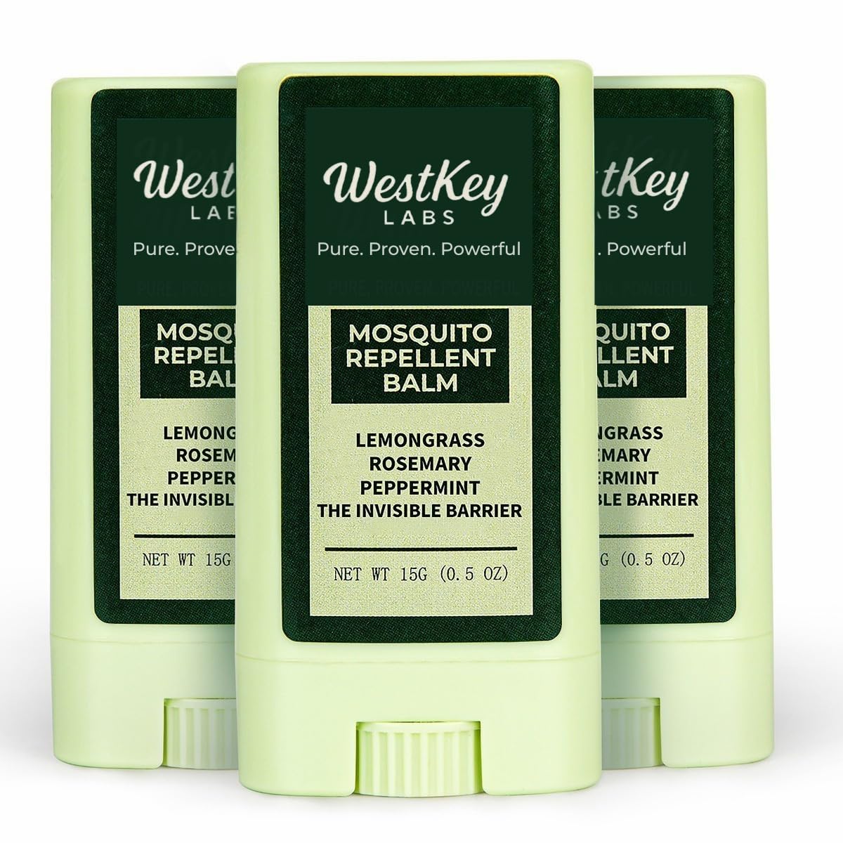 WestKey Labs Bálsamo repelente mosquitos tres unidades, protección portátil para exterior.