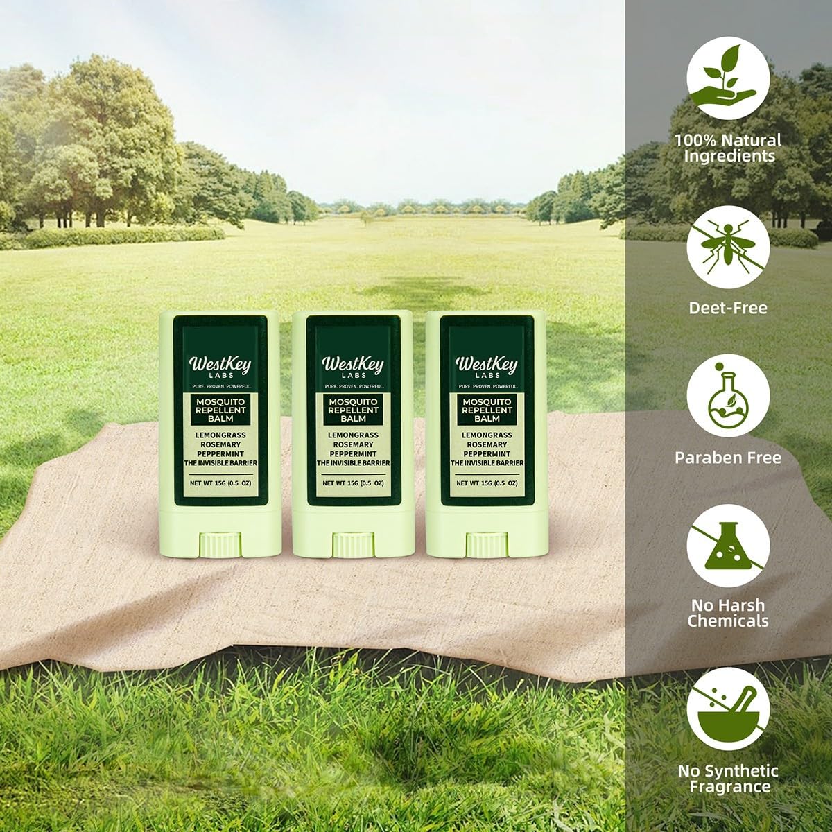 Protección para exteriores con WestKey Labs durante camping y senderismo.