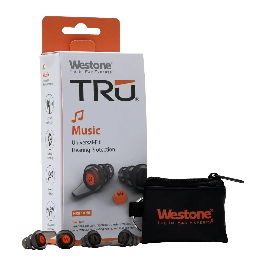 Westone TRU Music tapones auditivos con tapas de ajuste, cómodo para uso prolongado en conciertos.
