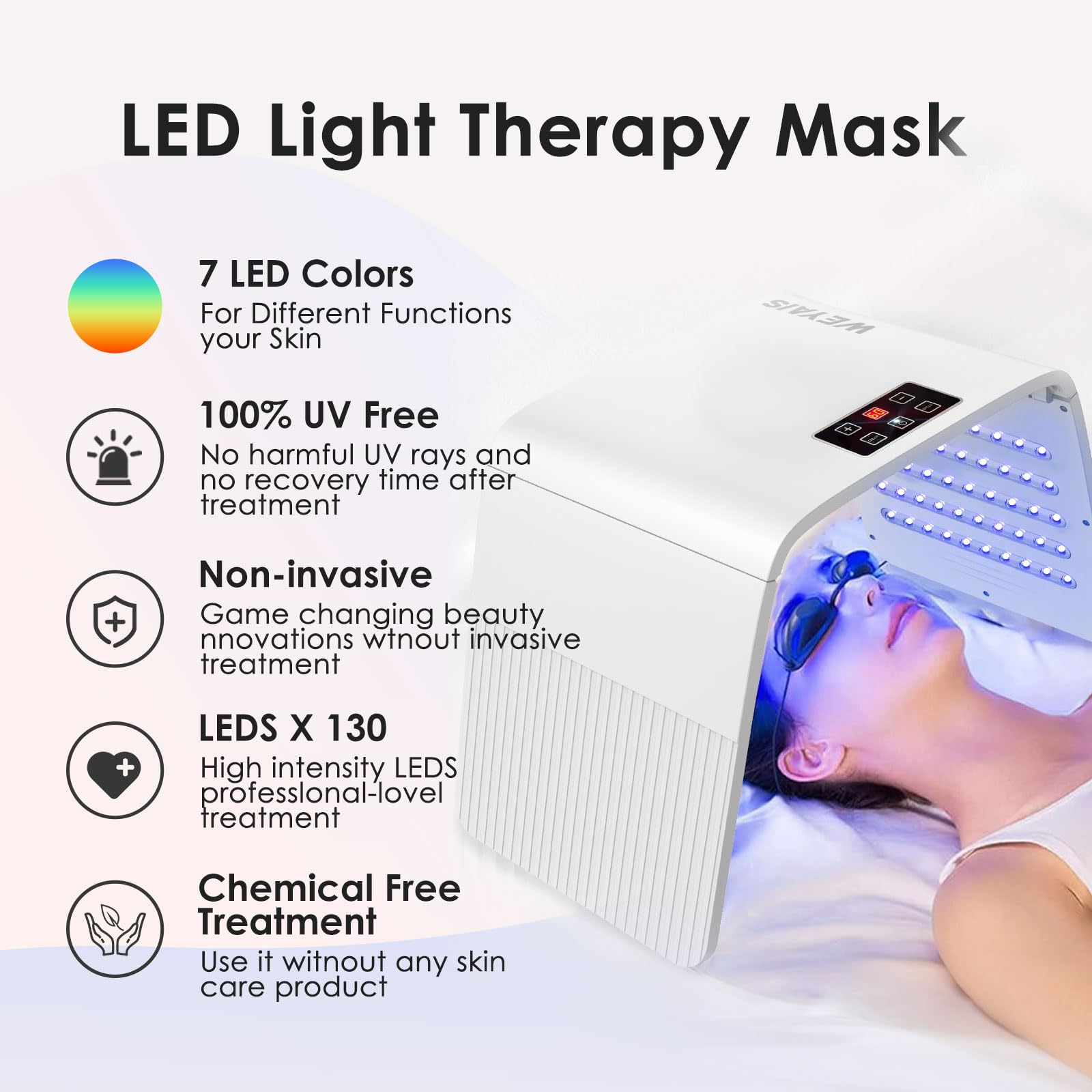weyais luz de 7 colores para sesiones faciales en casa
