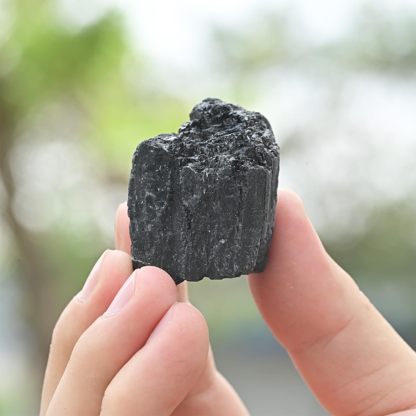 WHAL&YUNE turmalina negra cruda, pieza natural para foco de cristales en altar