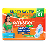 WHISPER: toallas sanitarias con alas seguras y mayor longitud para mayor cobertura.