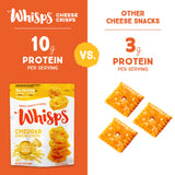 Whisps Queso cheddar crujientes etiqueta sin gluten para dietas