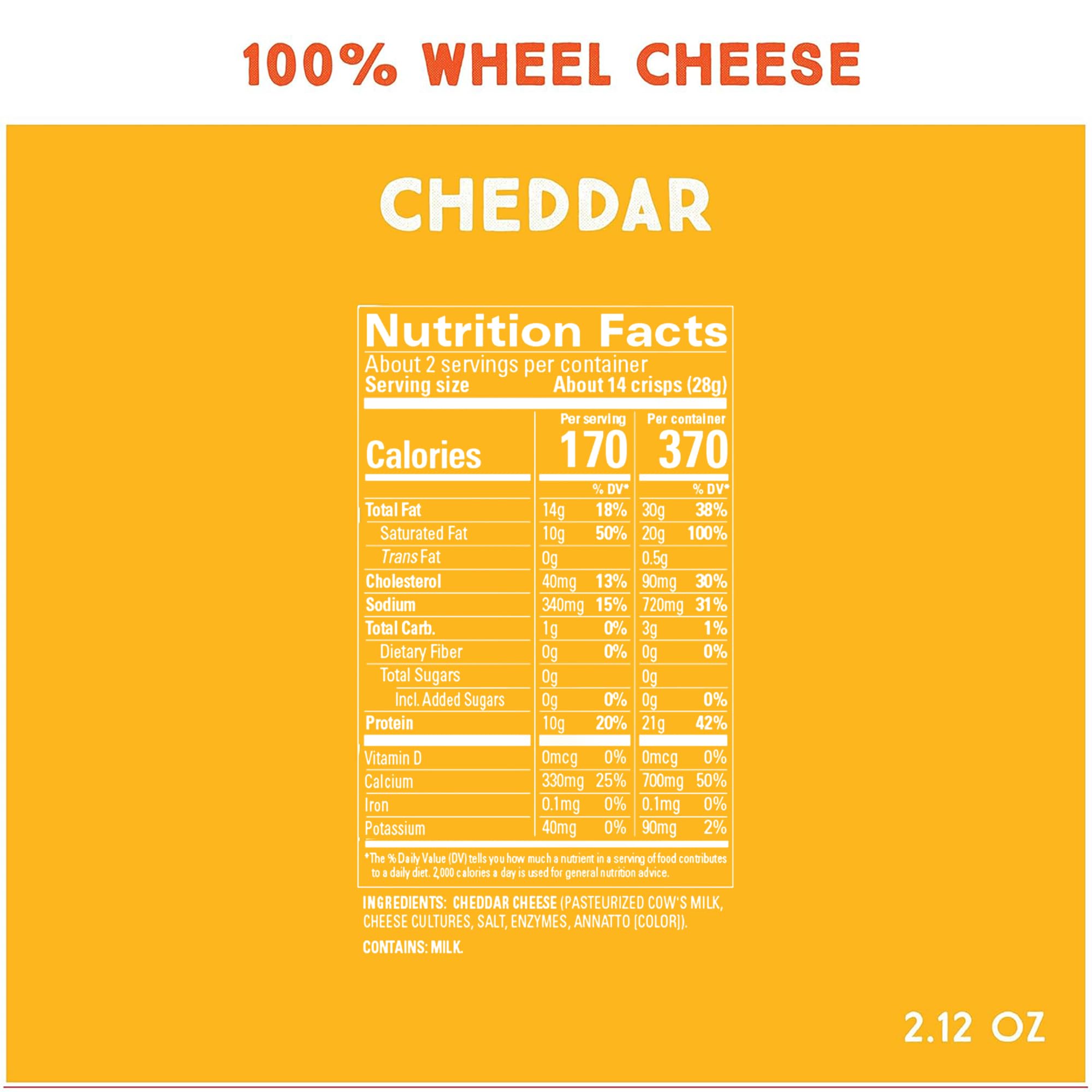 Whisps Queso cheddar crujientes textura crujiente para picar