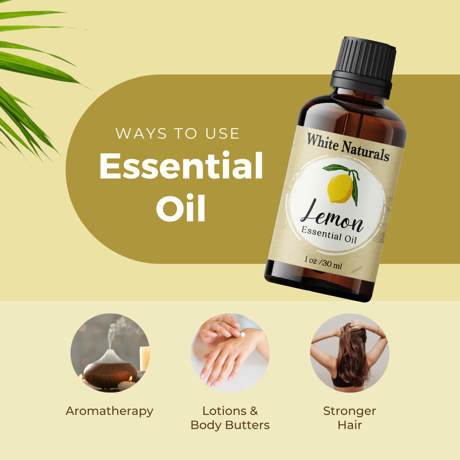 White Naturals Aceite esencial de limón: cuidado capilar para brillo natural.