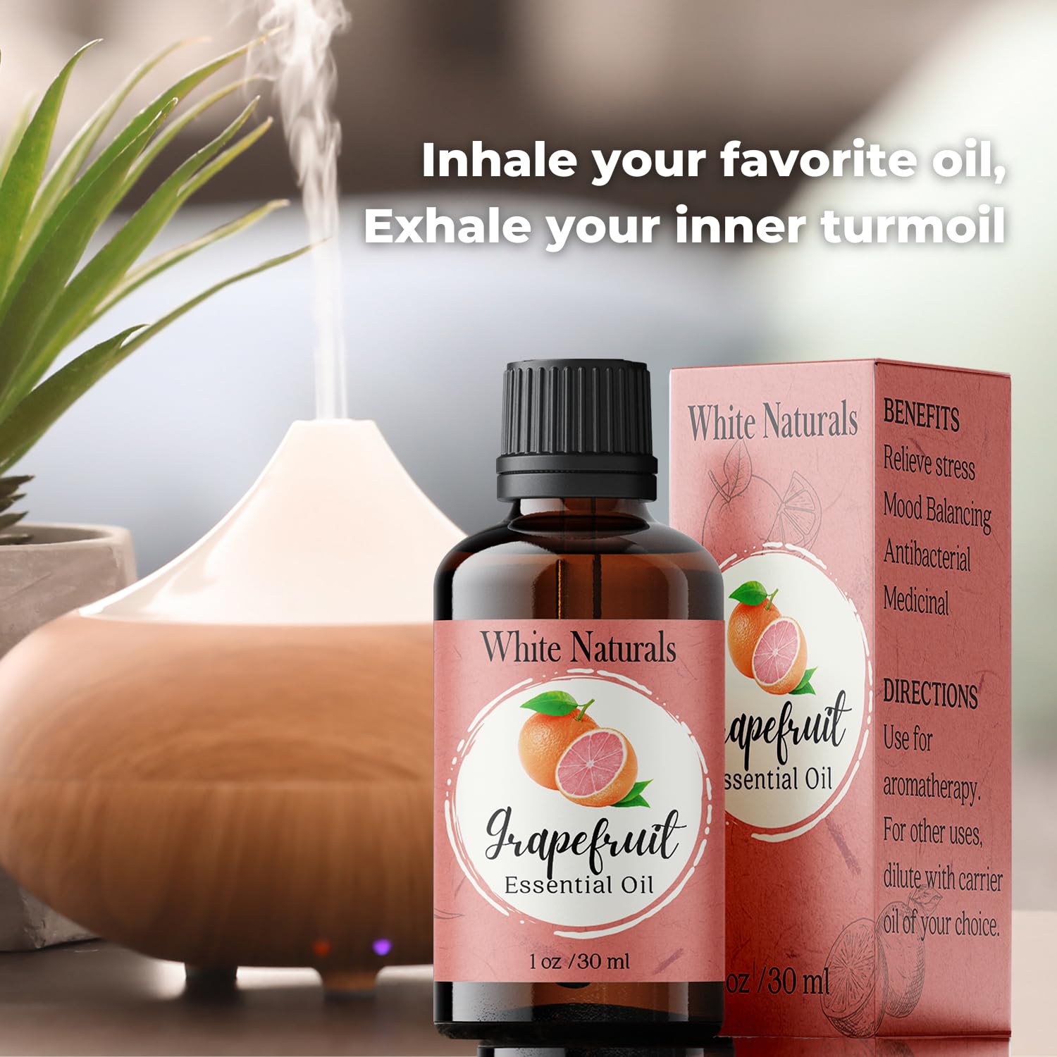 White Naturals Aceite Esencial Pomelo, cuidado capilar para brillo natural.
