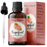 White Naturals Aceite Esencial Pomelo, frasco de vidrio para aroma refrescante en casa.