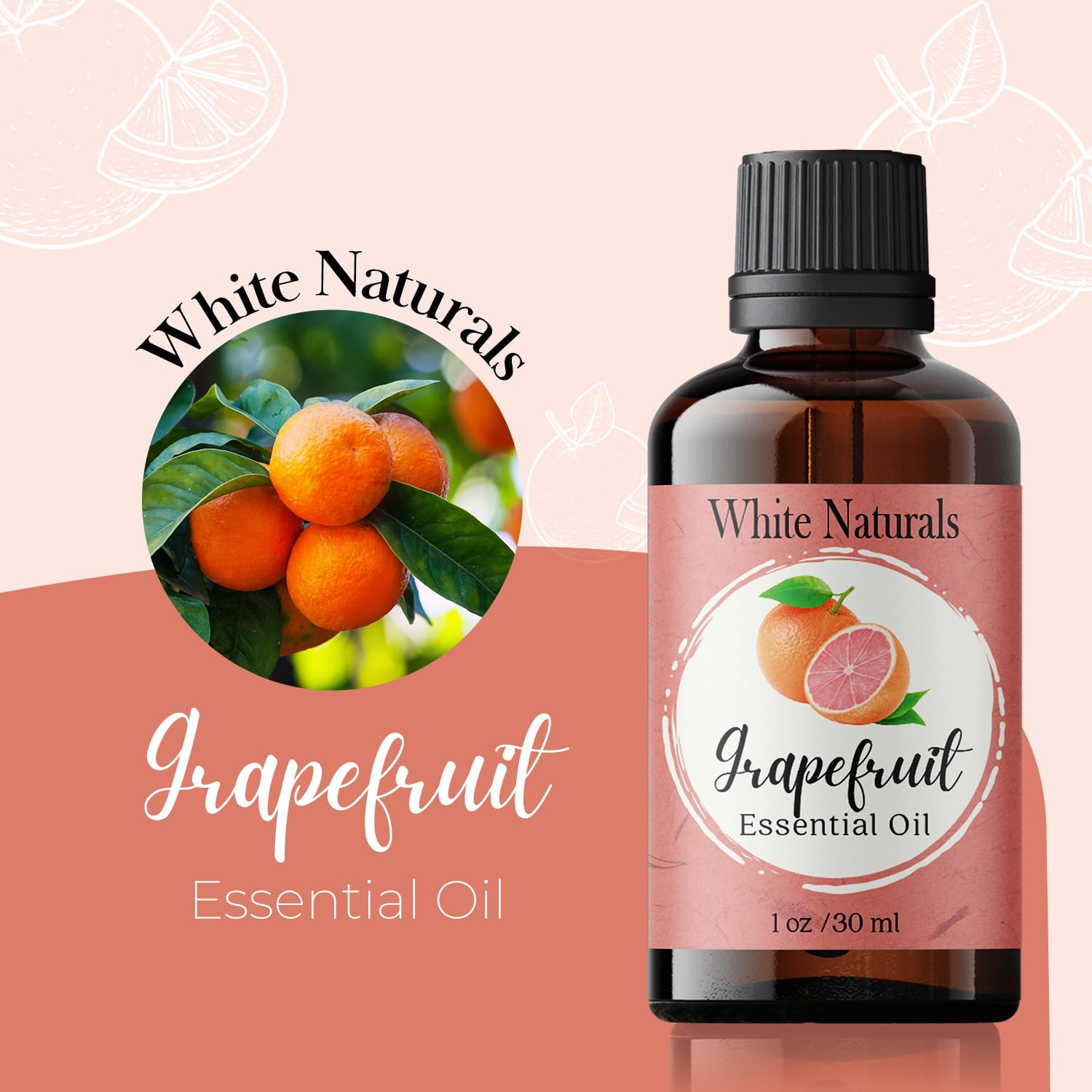 White Naturals Aceite Esencial Pomelo, masaje con aroma cítrico revitalizante.