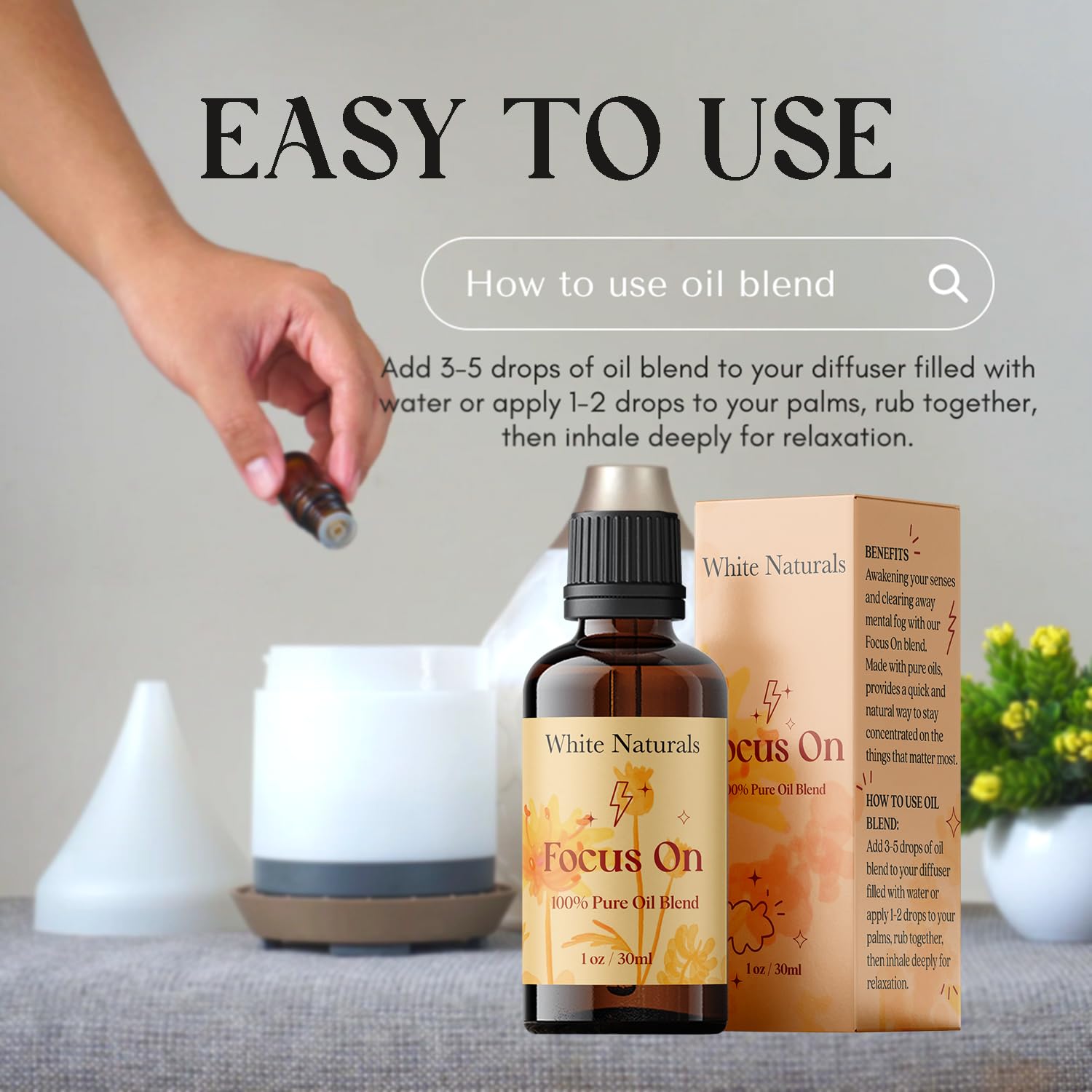 White Naturals Enfoque: aplicación en puntos de pulso para un impulso rápido.