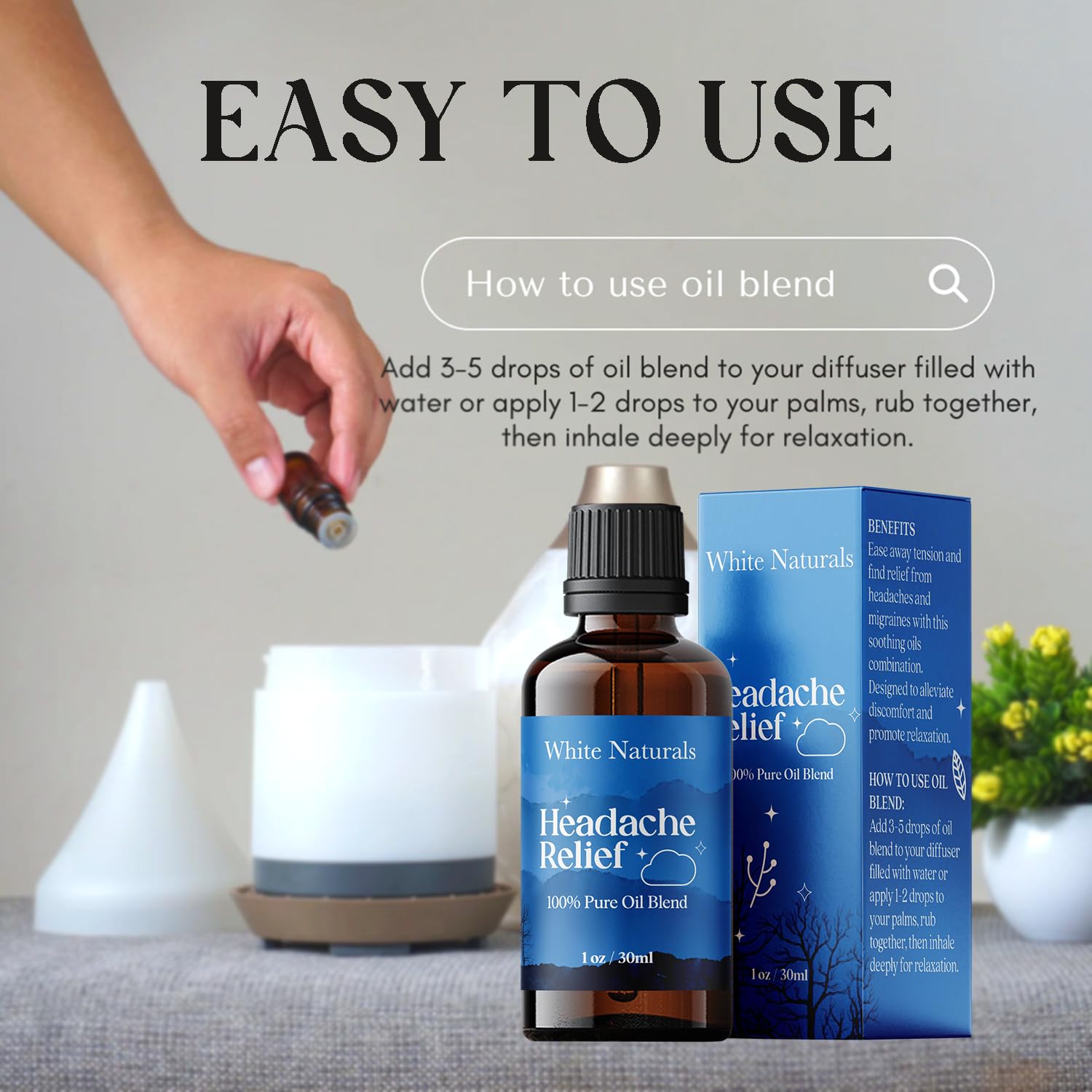 White Naturals Aplicación en templos y cuello con dilución suave.