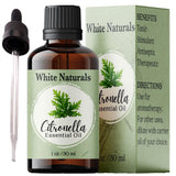 White Naturals citronella: botella en primer plano para aroma fresco y natural.