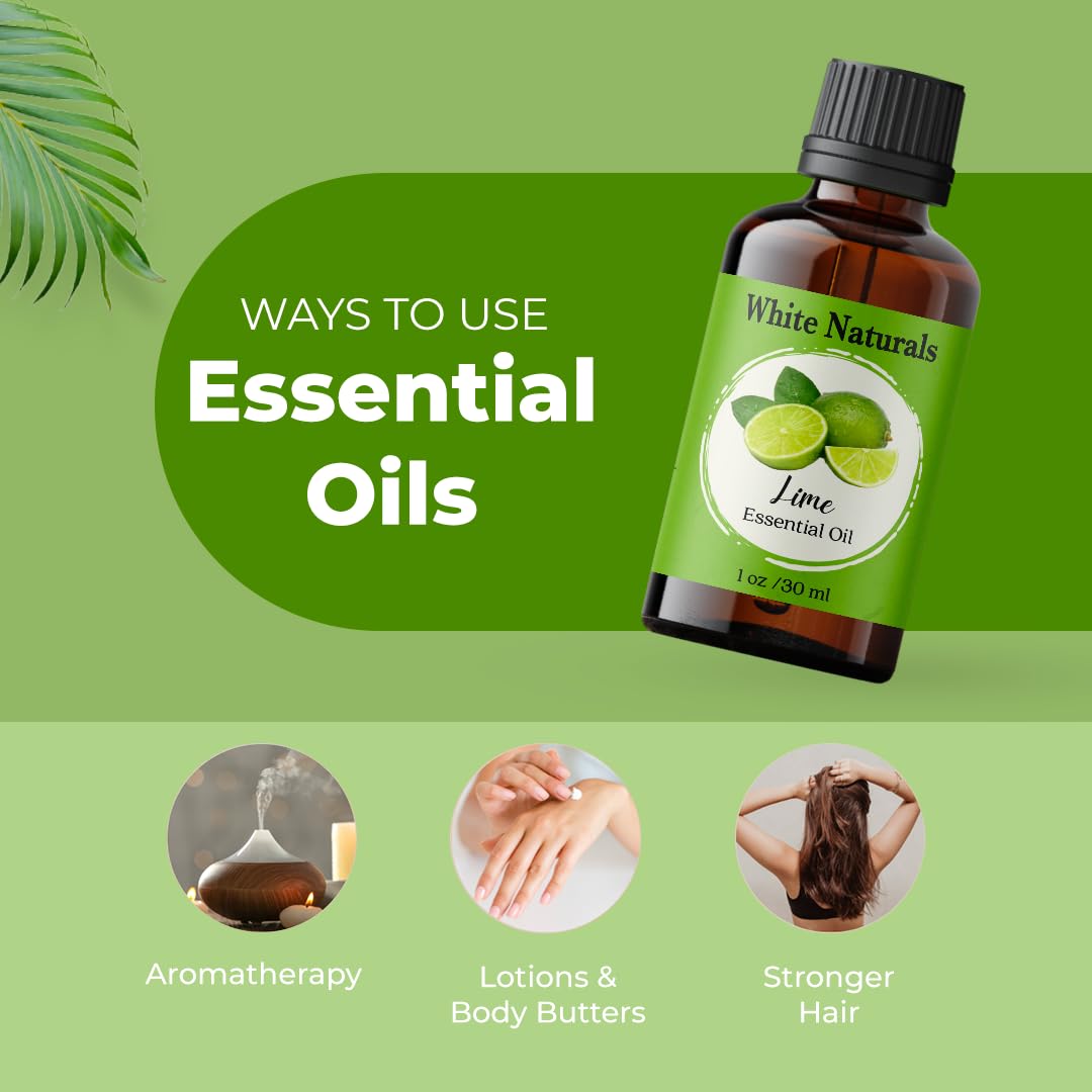 Botella ámbar de White Naturals Lima para uso controlado y perfume natural