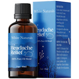 White Naturals Mezcla para dolor de cabeza en botella ámbar, aroma calmante.