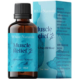 White Naturals Muscle Relief: bote ámbar para relajación muscular.