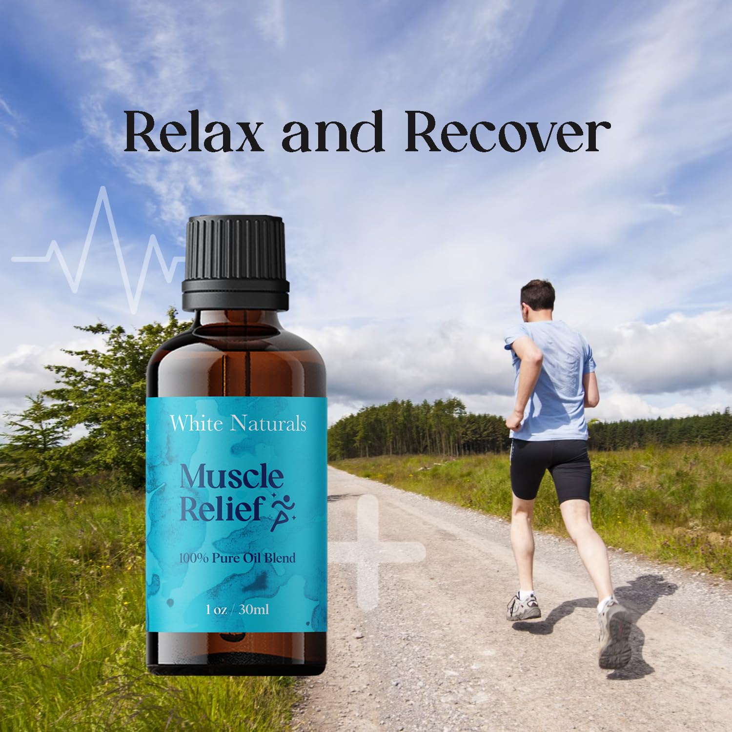 Difusor en sala con White Naturals Muscle Relief para aromaterapia vigorizante.