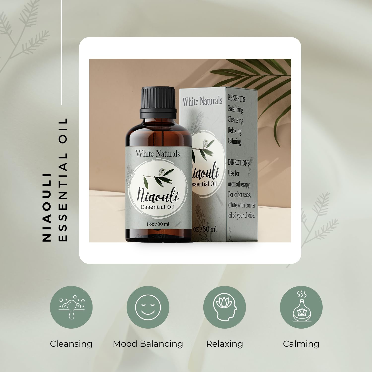 White Naturals Niaouli: aroma fresco similar al eucalipto para claridad.