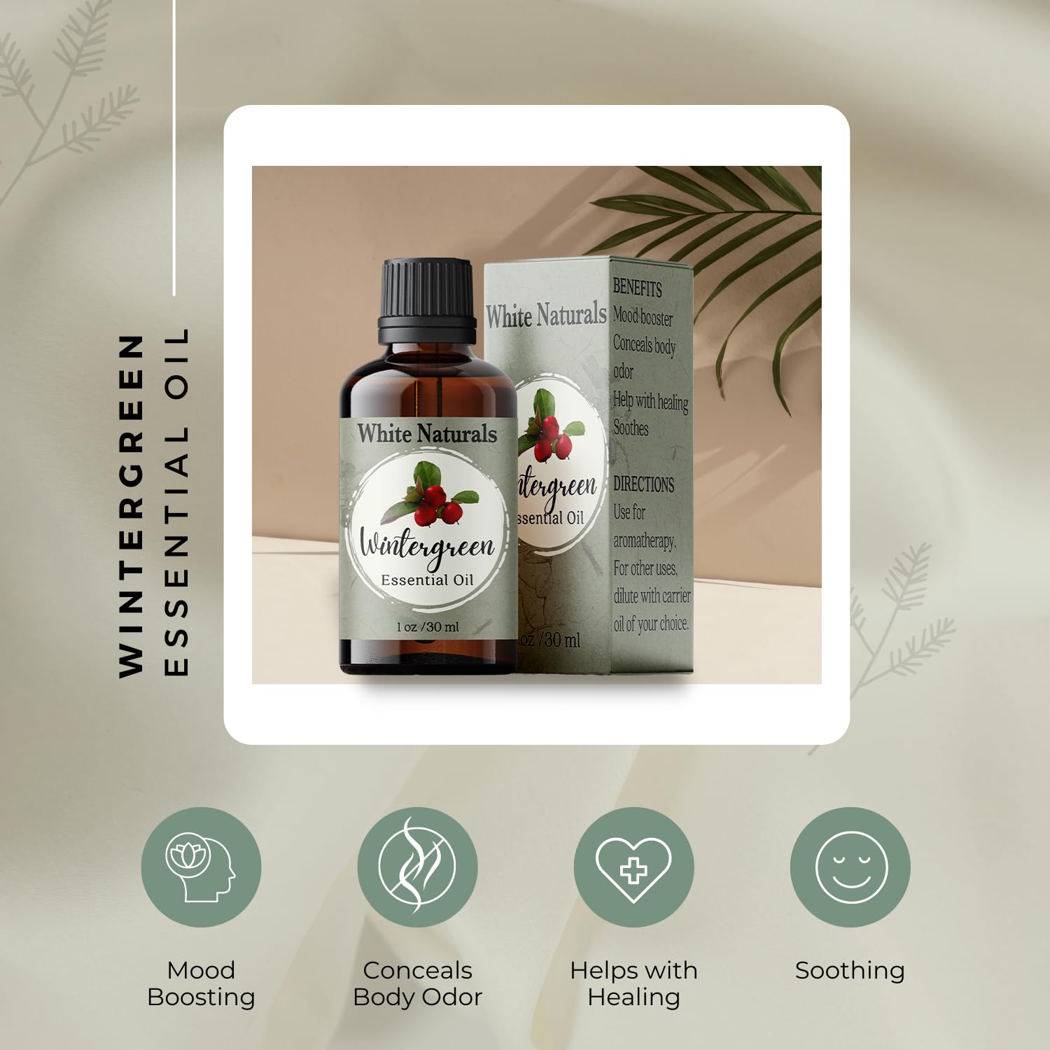 White Naturals Wintergreen, cierre seguro de la botella evita derrames y mantiene la pureza.