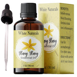 White Naturals Aceite Esencial Ylang Ylang en botella de vidrio, aroma exótico para aromaterapia.