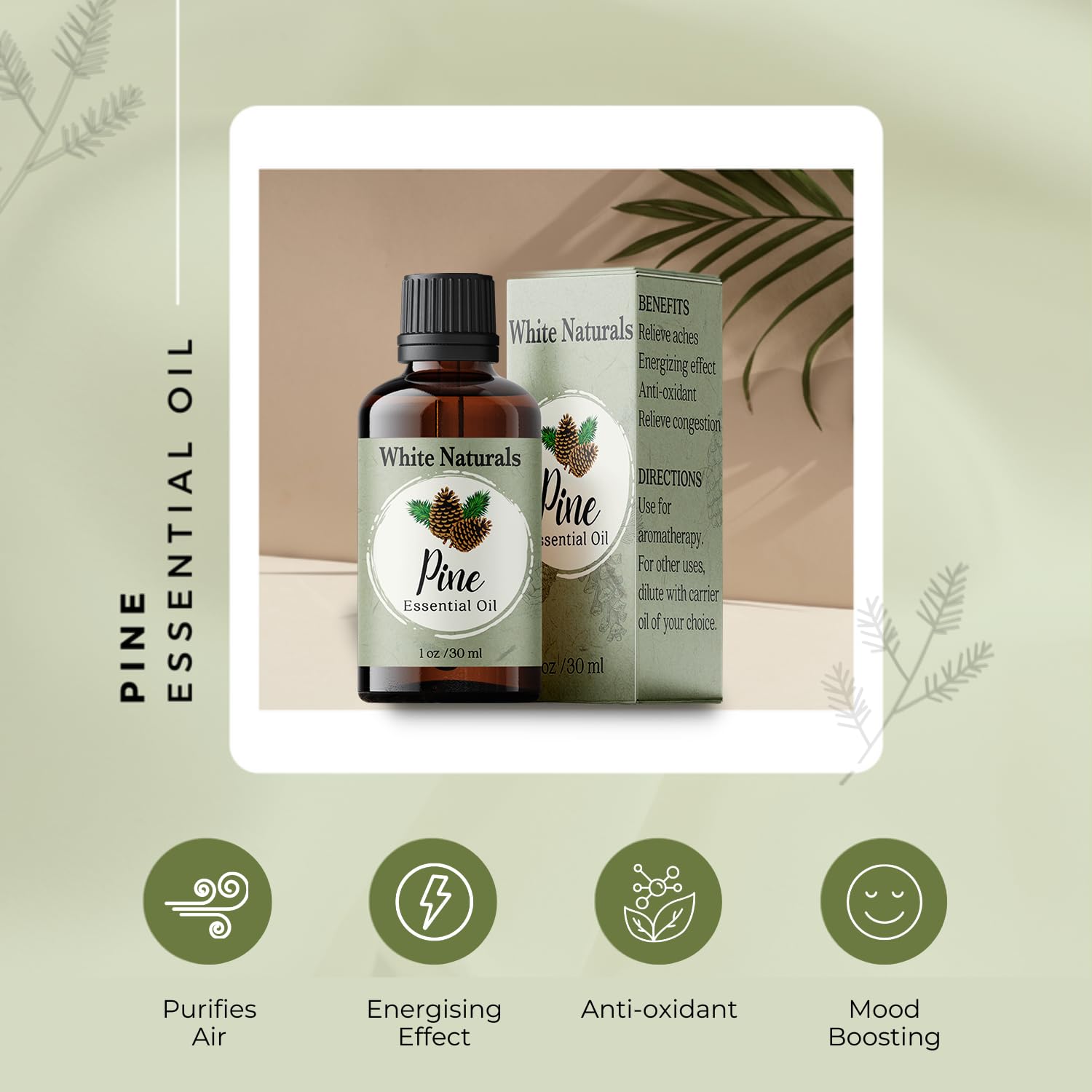 White Naturals Pino Puro, aceite para uso en difusor y ambiente fresco