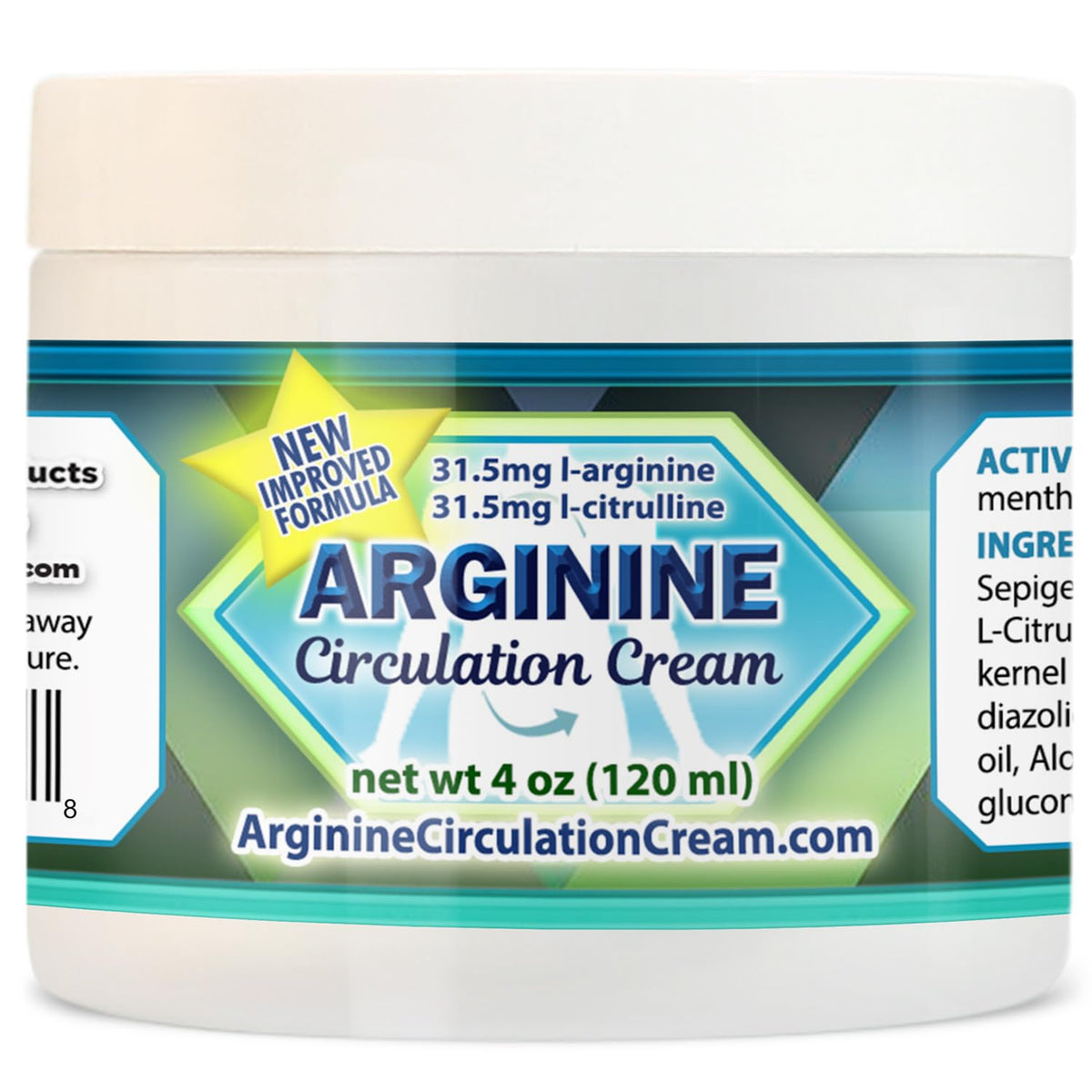 Crema Whole Family Arginina Circulation en frasco de 4 oz para relajar piernas
