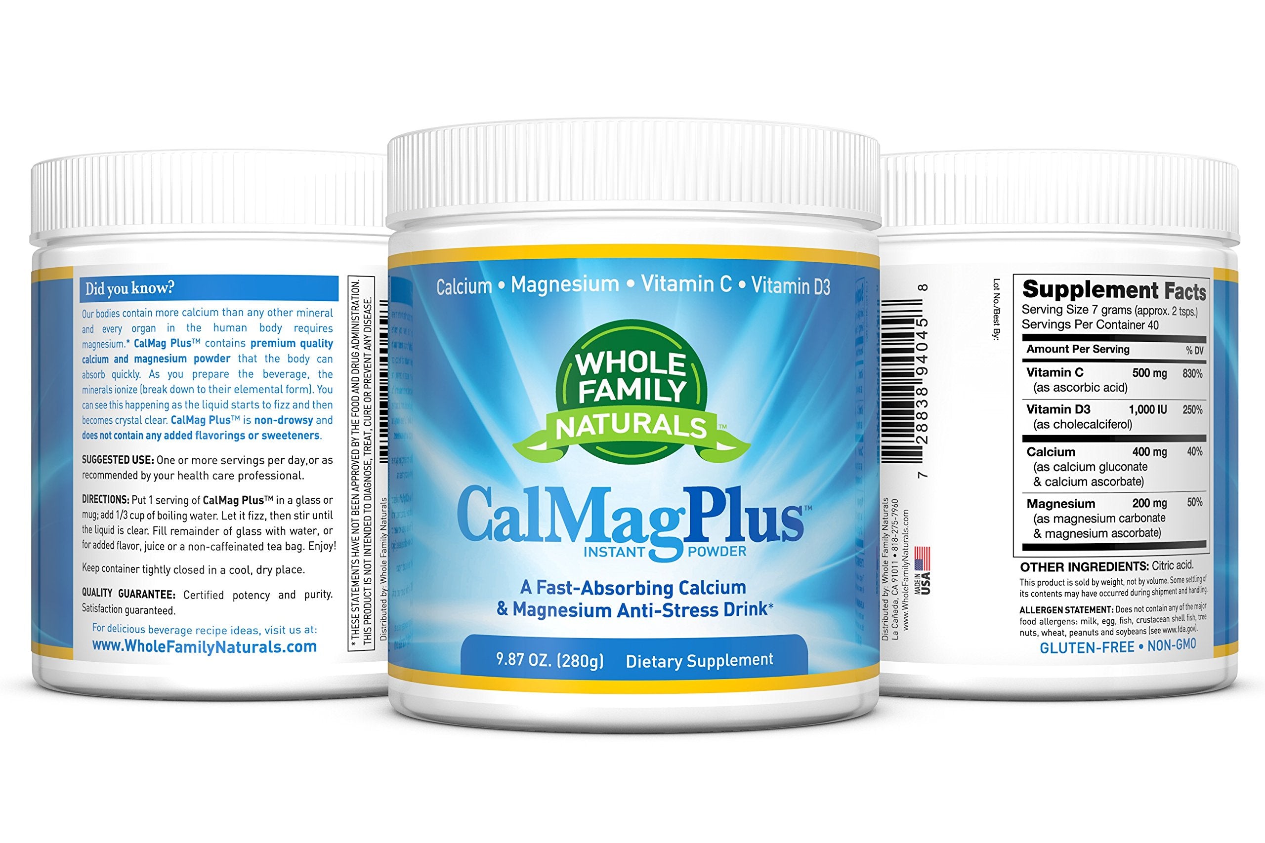 CalMag Plus ingredientes-natura: libre de gluten y OGM para mayor confianza