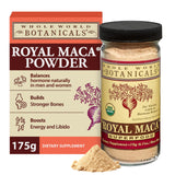 Royal Maca Powder de Whole World Botanicals, empaque visible para uso diario.