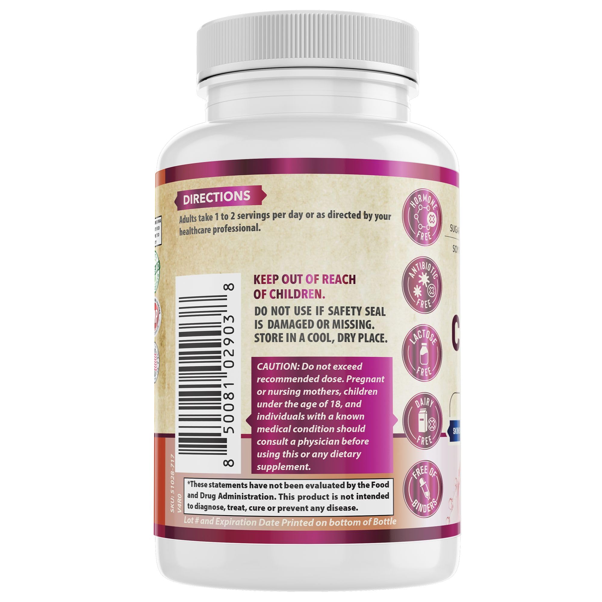 Presentación frontal de la botella de WHOLE WORLD WELLNESS Collagen Complex en estante.