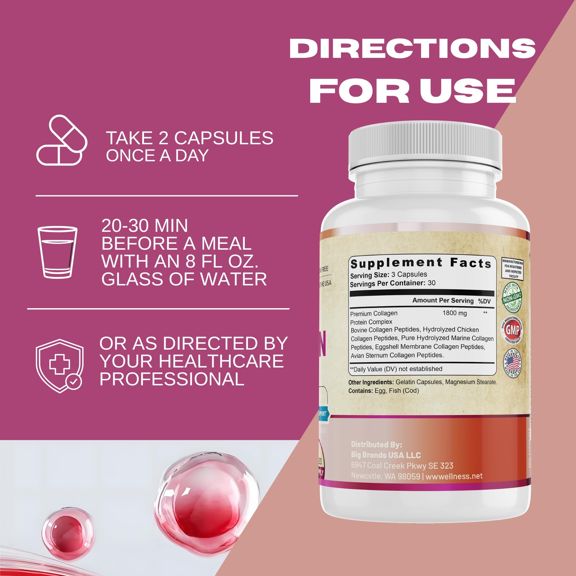 Calidad USA: sello GMP en WHOLE WORLD WELLNESS Collagen Complex.